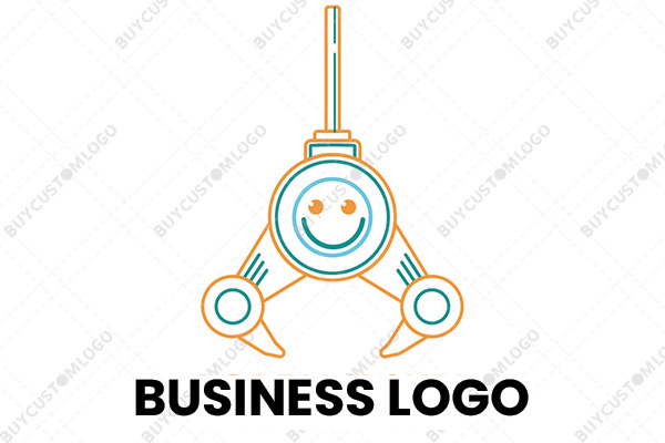minimalistic mechanical arm with a smiley logo
