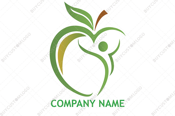 heart apple abstract person logo
