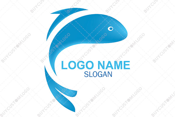 cute deformed blue fish logo