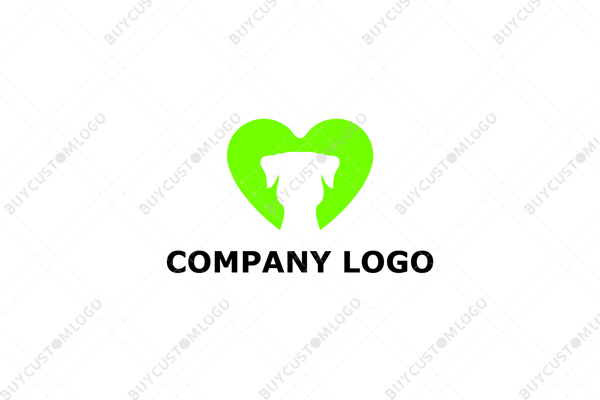 dog face in a heart logo