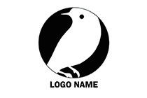minimalistic black and white sparrow logo