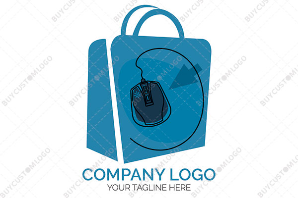 cursor and mouse in an abstract shopping bag logo