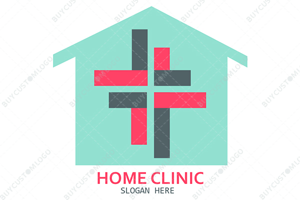 hut and medical cross logo