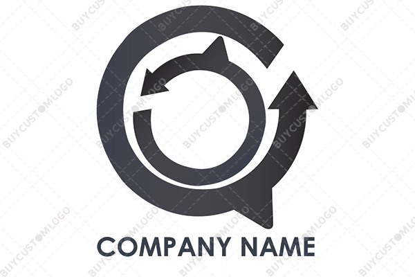 letter q and q circling arrows logo