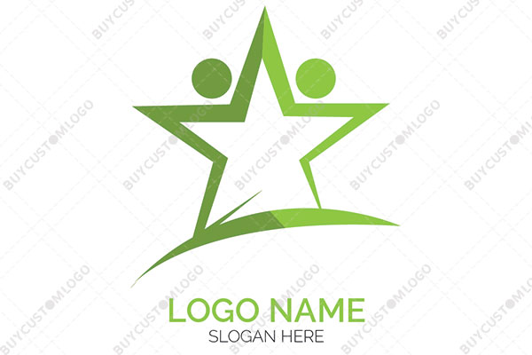 abstract persons five pointed star eco logo