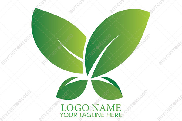 leaves butterfly gradient green logo