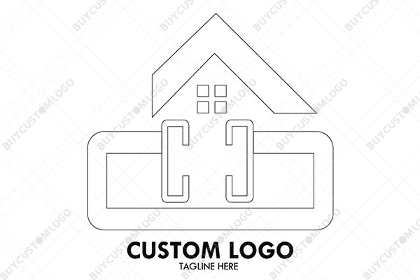 letters c and c hut linework sketched style logo