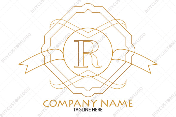 letter r monoline wristband style heraldic logo