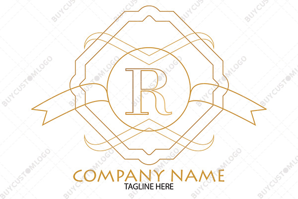 letter r monoline wristband style heraldic logo