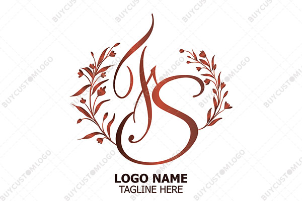 letters f and s flower stem logo