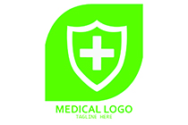 cross and shield green and white logo