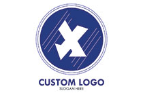 arrows letter x in a round seal logo