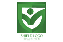 abstract person in a shield logo