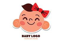 happy baby girl with hair bow logo