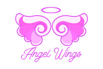 feminine waving hairs angelic wings logo