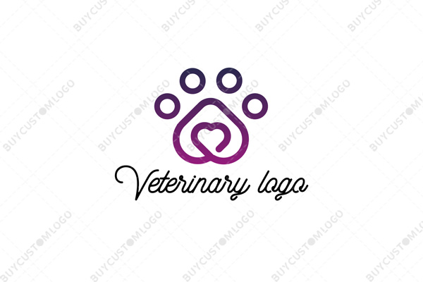 minimalistic paw heart logo