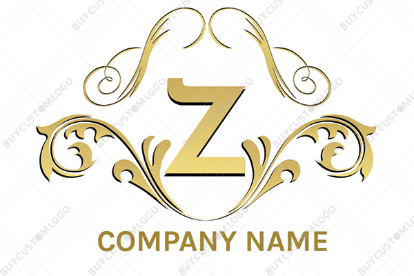 letter z with symmetric patterns golden logo
