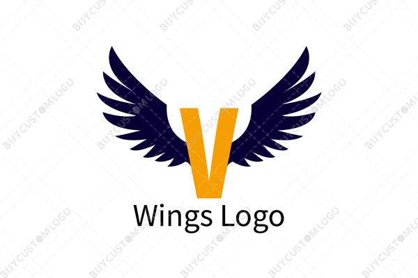 v letter passive soaring wings logo