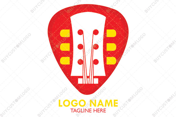 head of a guitar in a reuleaux triangle logo