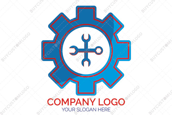 open end and combination wrench in a gear logo