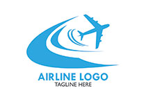 aeroplane with circular lines silhouette style logo