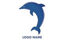 playful dolphin shiny blue logo