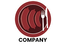 sausage plate with fork and knife logo