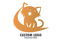 happy cat with circular line silhouette style logo