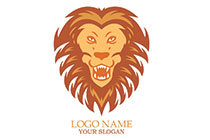 lion monster face with heart mane logo