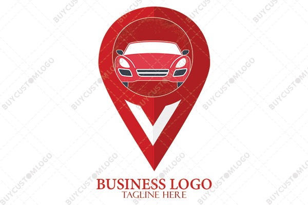 letter v car location pin logo