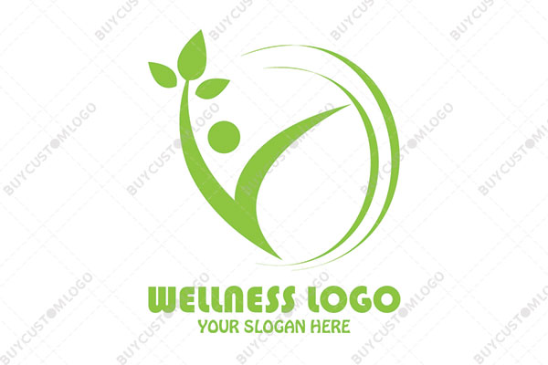 energetic abstract person tree with circular lines logo