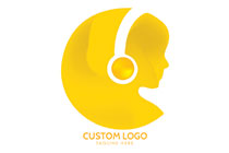 Circle Abstract Shaped as an Individual with Headphones Logo