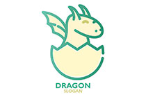 baby dragon mascot hatching from egg logo