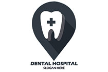 3D tooth in a location pin logo