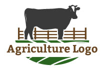 cow, agricultural fencing and grassland logo