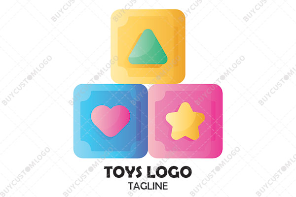 heart, triangle and star block toys logo