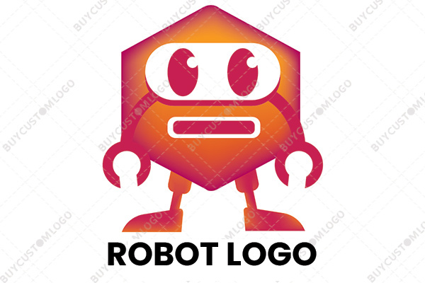 hexagon industrial robot mascot logo