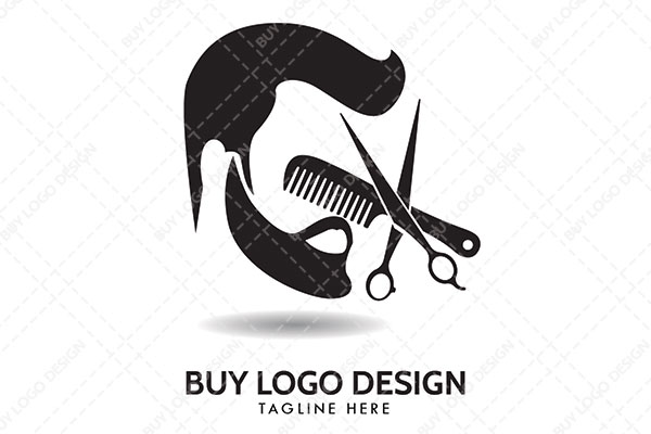 Facial Structure of a Man with Scissors and a Comb Logo