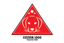 abstract bassador dog in a triangle with stars logo