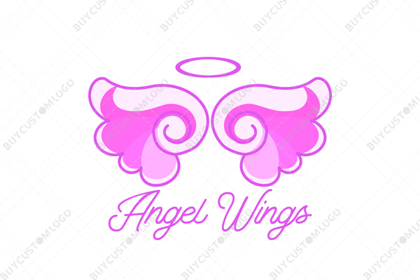 feminine waving hairs angelic wings logo