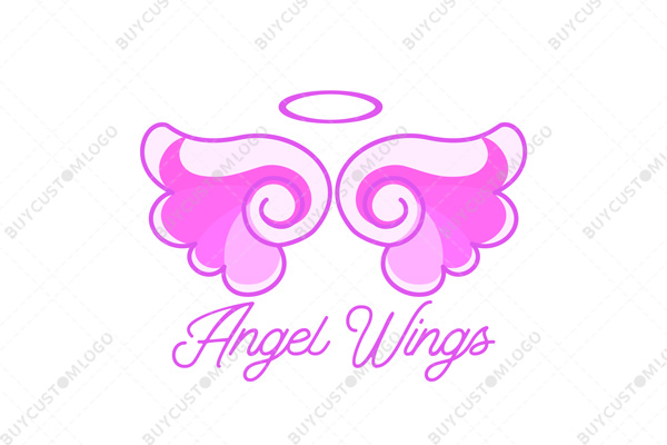 feminine waving hairs angelic wings logo