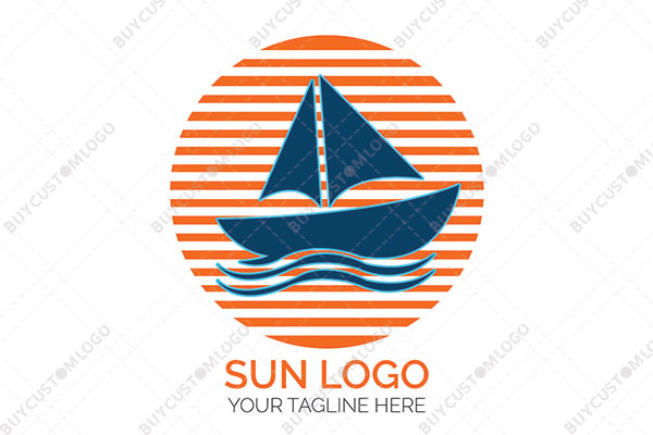 sailing boat with an abstract sun logo