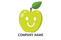 happy green apple mascot logo