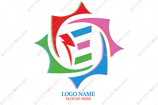 abstract eight point star with bolt logo
