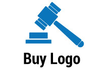 minimalistic blue gavel logo