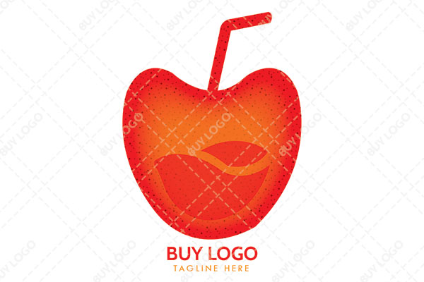 Abstract of an Apple with a Straw Logo