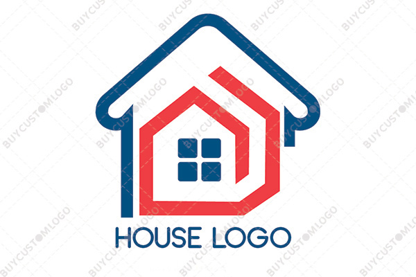 Minimalistic red and blue house logo