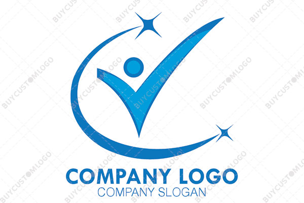 abstract person letters c and v blue logo