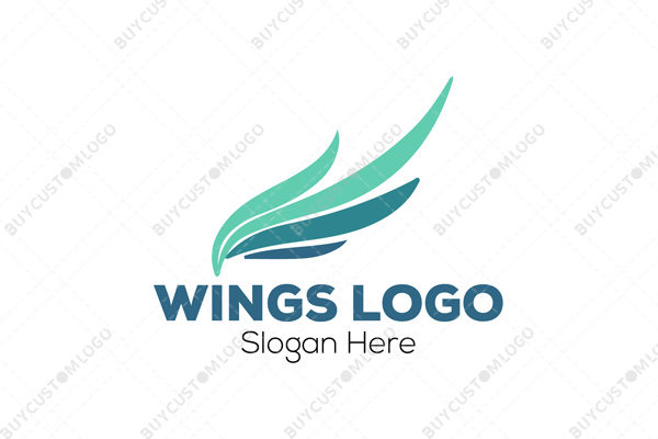abstract passive soaring turquoise and blue wings logo