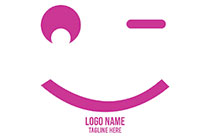 happy winking mascot minimalistic logo